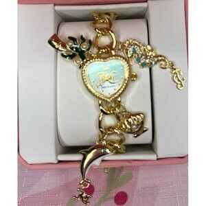 GOLD JUICY COUTURE HEART-SHAPED OCEAN THEMED WATCH